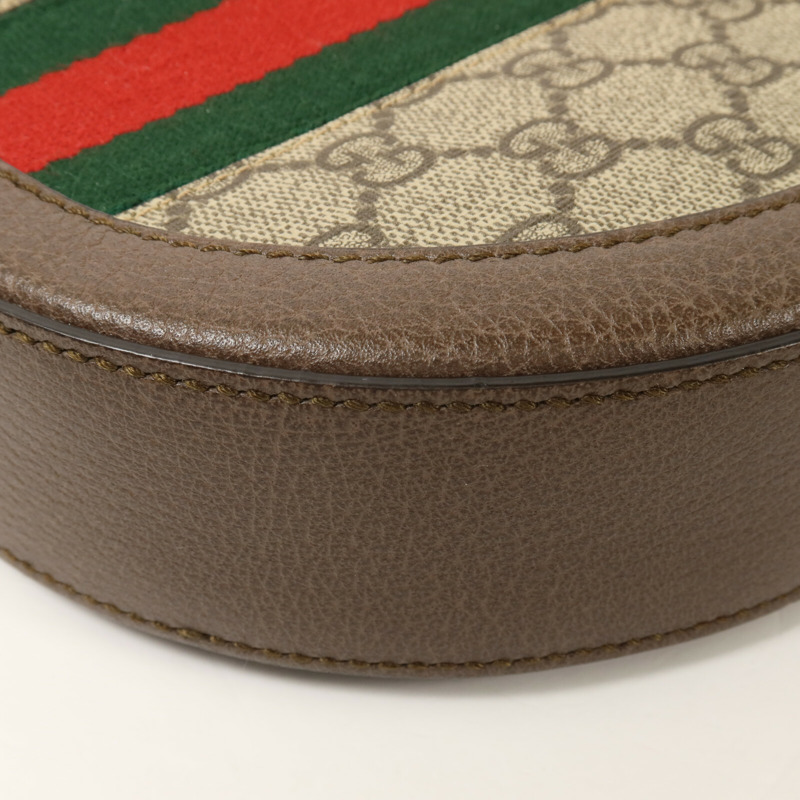 GUCCI 塗層帆布Ophidia GG Mini Round鏈帶肩背袋-13