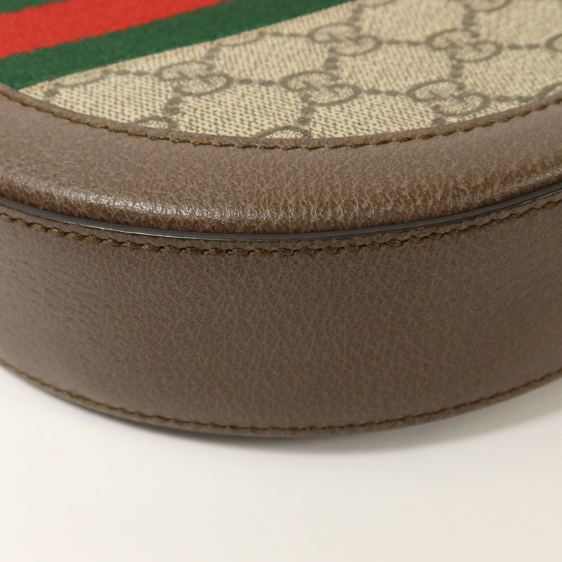 GUCCI 塗層帆布Ophidia GG Mini Round鏈帶肩背袋-15