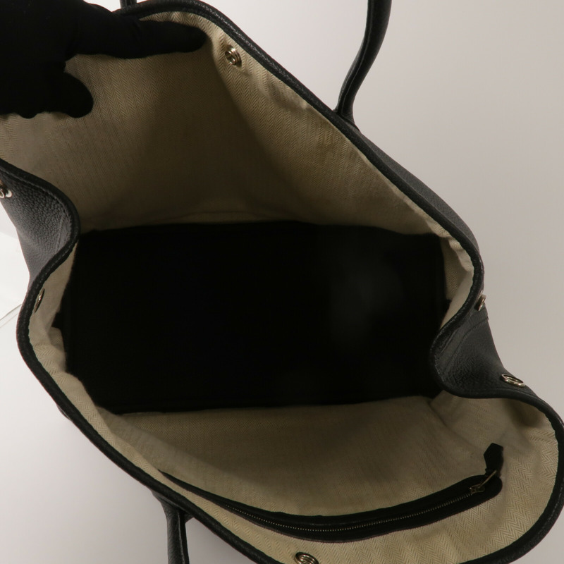 HERMES Negonda皮革GardenParty PM手挽袋Noir-4