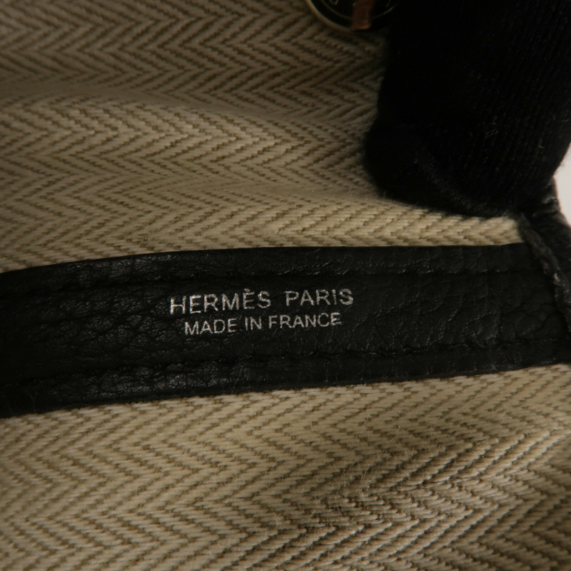 HERMES Negonda皮革GardenParty PM手挽袋Noir-5