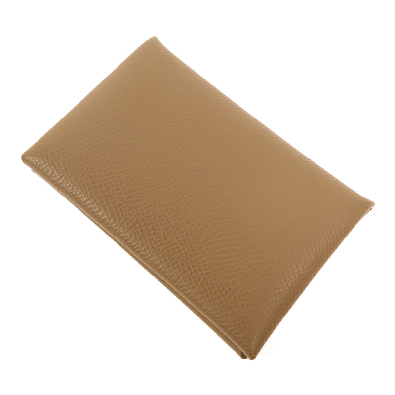 HERMES Epsom皮革Calvi卡片套Etoupe-4