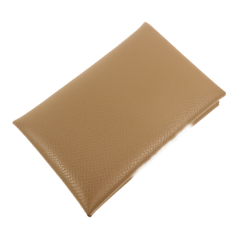 HERMES Epsom皮革Calvi卡片套Etoupe-5