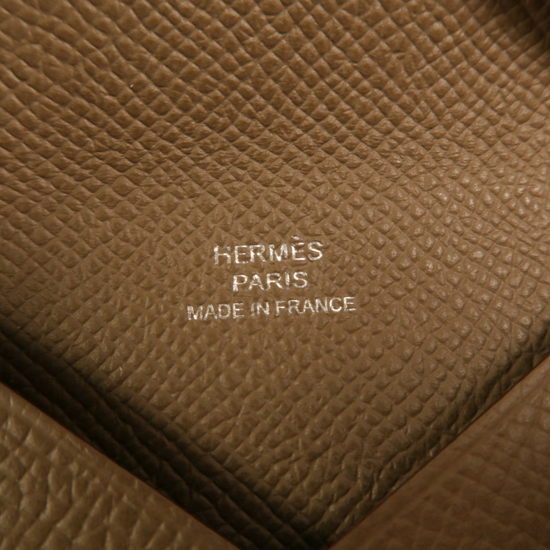 HERMES Epsom皮革Calvi卡片套Etoupe-8