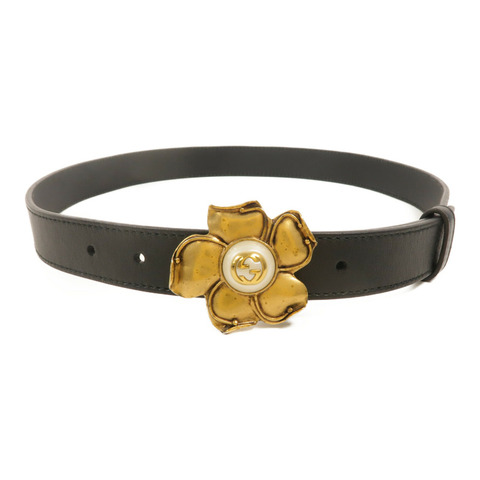GUCCI 牛皮皮革Metal Flower Leather Belt皮帶