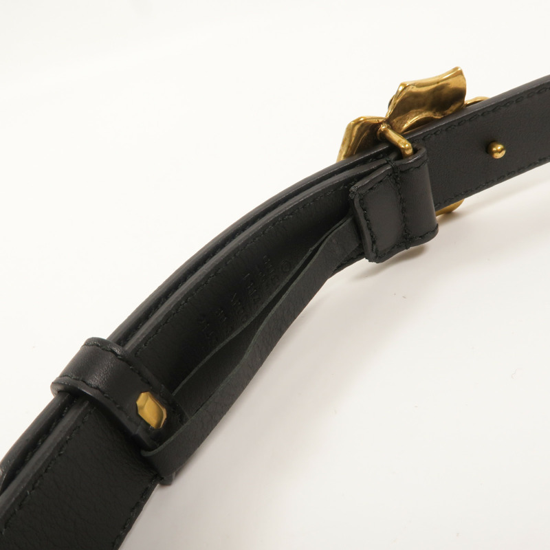 GUCCI 牛皮皮革Metal Flower Leather Belt皮帶-5