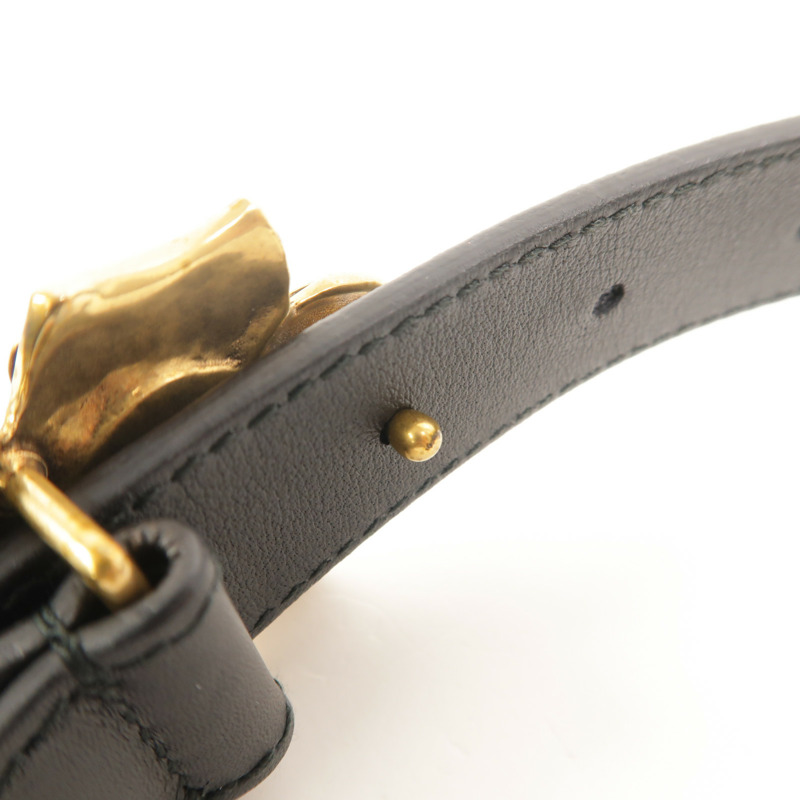 GUCCI 牛皮皮革Metal Flower Leather Belt皮帶-7