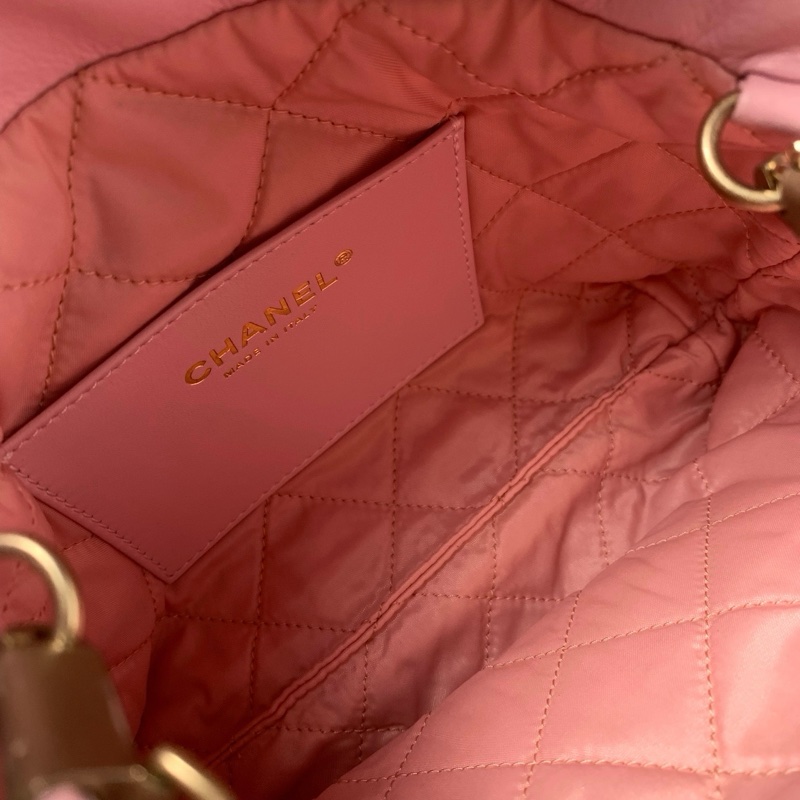 🌸香奈兒Chanel25P新款櫻花粉鏤空手提包單肩包mini 18cm 22bag 金扣-7