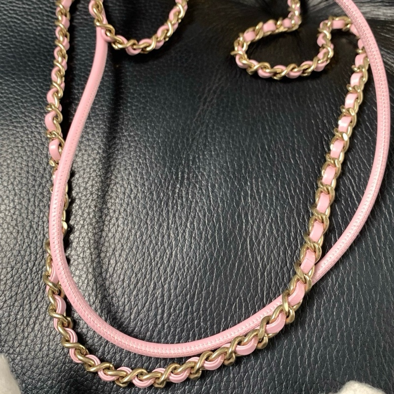 🌸香奈兒Chanel25P新款櫻花粉鏤空手提包單肩包mini 18cm 22bag 金扣-8