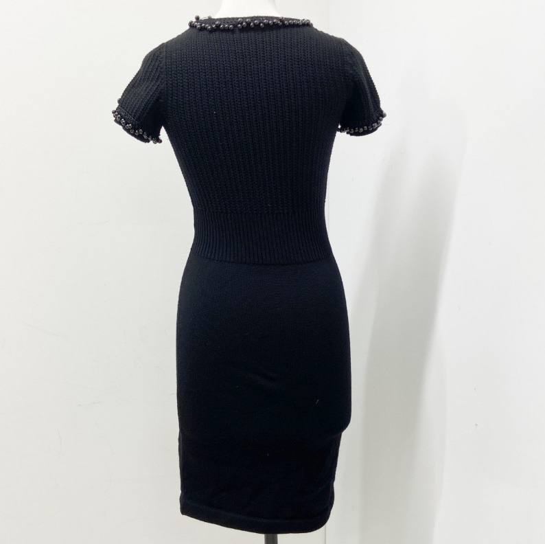CHANEL BLACK WOOL DRESS #34-8