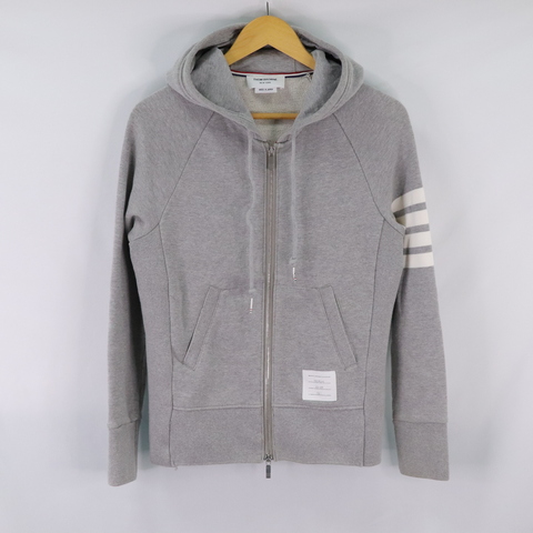 Thom browne 灰色帽T拉鍊外套