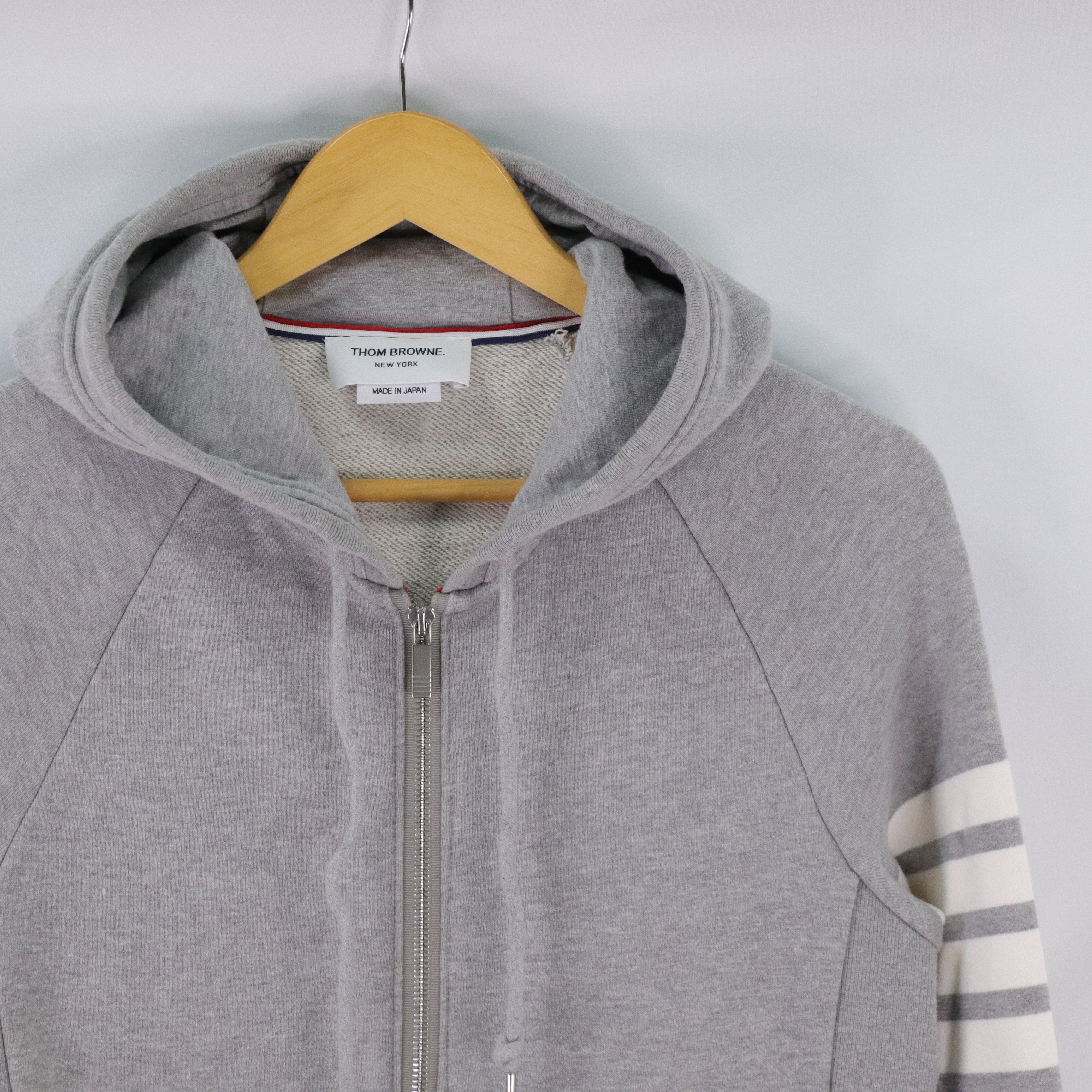 Thom browne 灰色帽T拉鍊外套-1