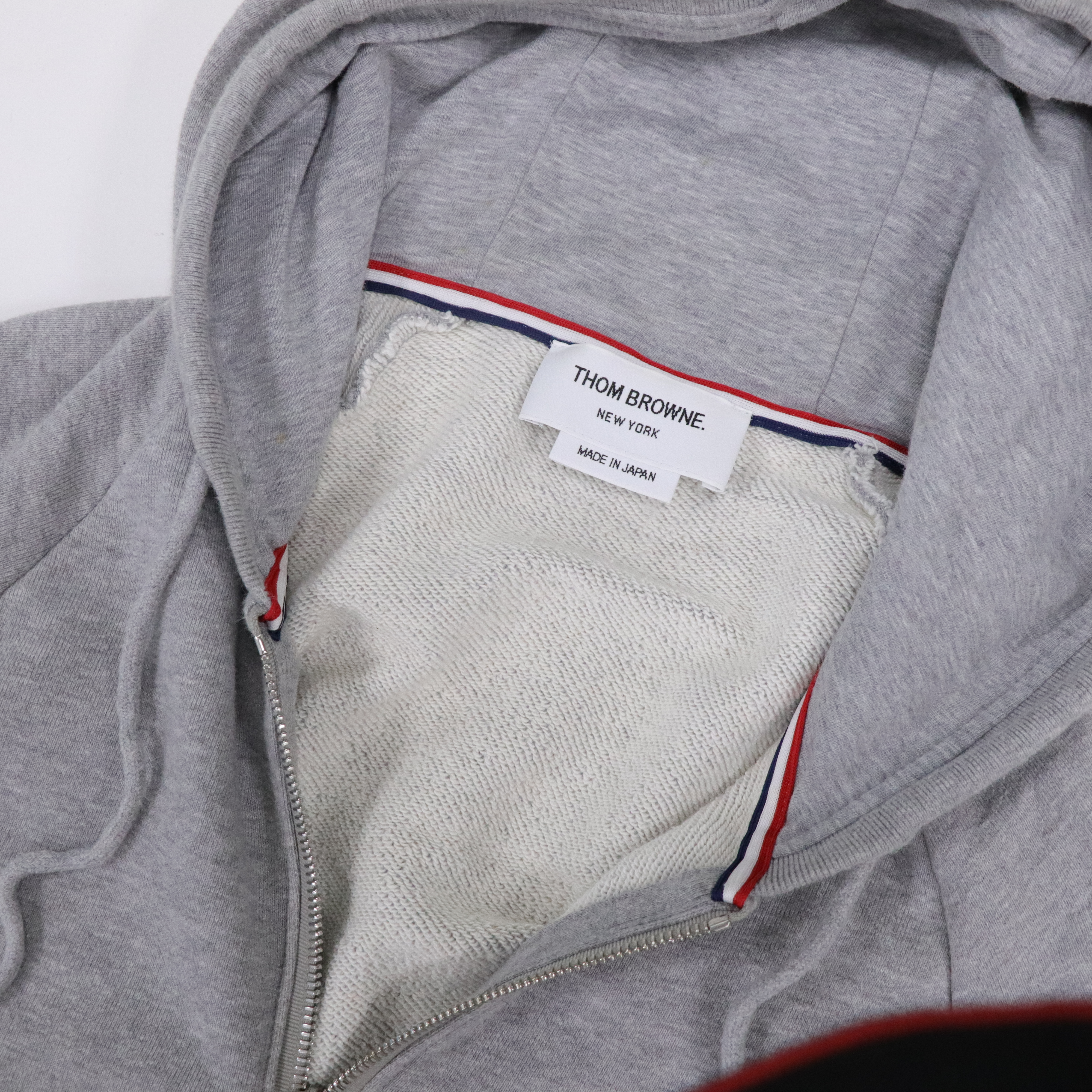 Thom browne 灰色帽T拉鍊外套-5