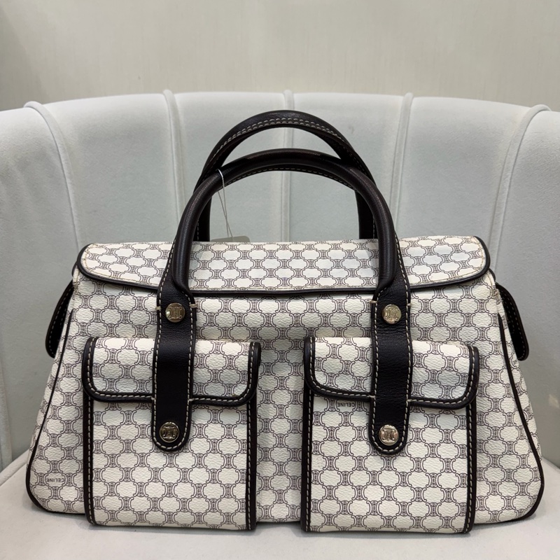 CELINE 中古Macadam白色手提包XC223-5
