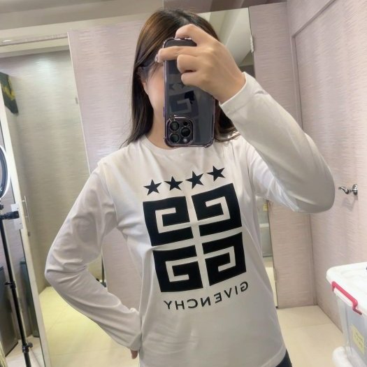💎Han's house精品服飾💎GIVENCHY 紀梵希 刺繡 LOGO 長袖 白 現貨青年款=男成人 XS ~ S 原價8000-1