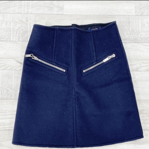 LOUIS VUITTON Wool Zip Skirt Wool Navy #34