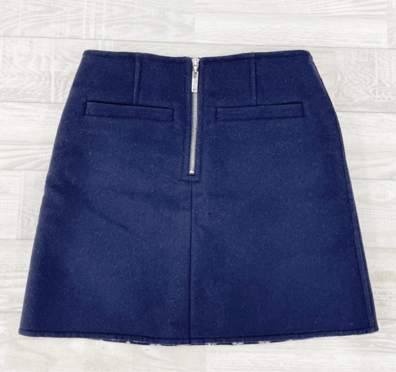LOUIS VUITTON Wool Zip Skirt Wool Navy #34-1
