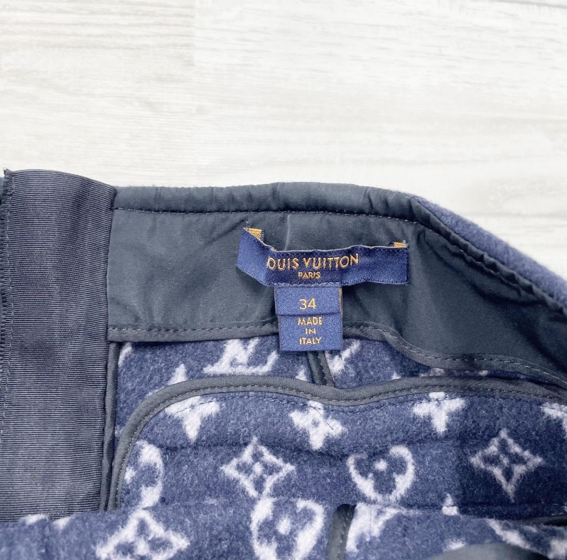 LOUIS VUITTON Wool Zip Skirt Wool Navy #34-3