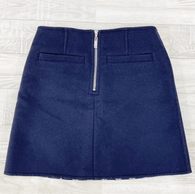 LOUIS VUITTON Wool Zip Skirt Wool Navy #34-7