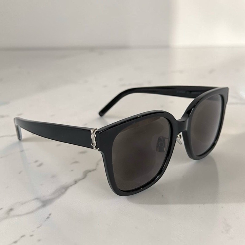 莉亞精品♡ YSL 銀色logo墨鏡 二手美品-0