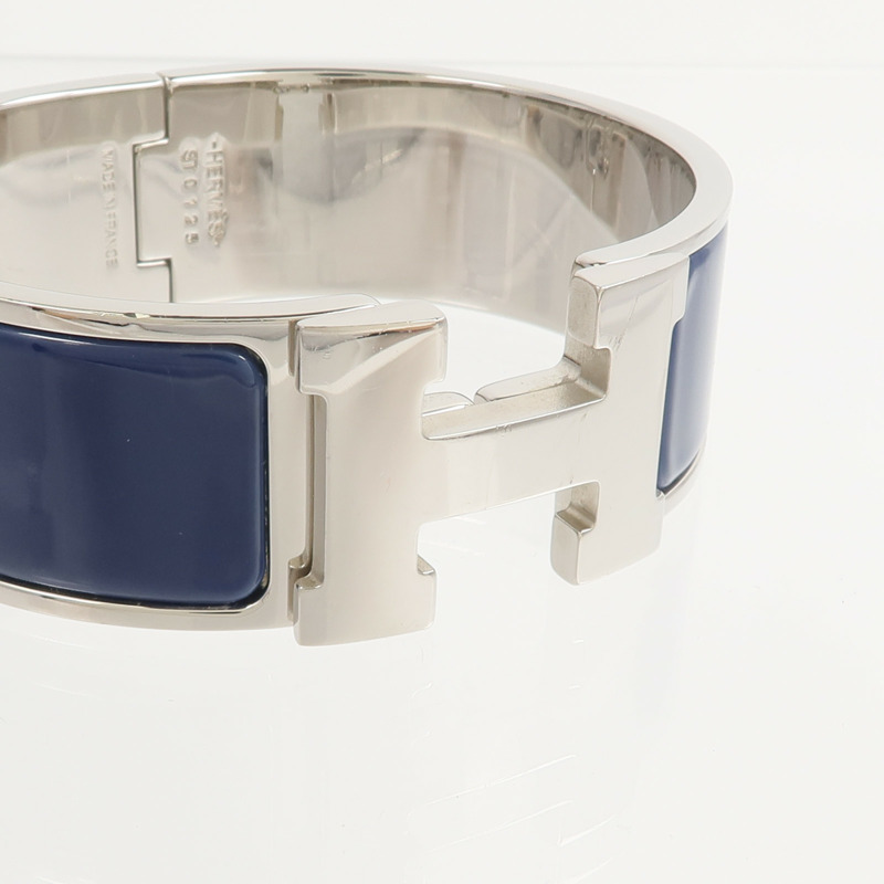 HERMES 金屬/琺瑯Clic Clac H Bracelet手鐲Bleu Abysse-4