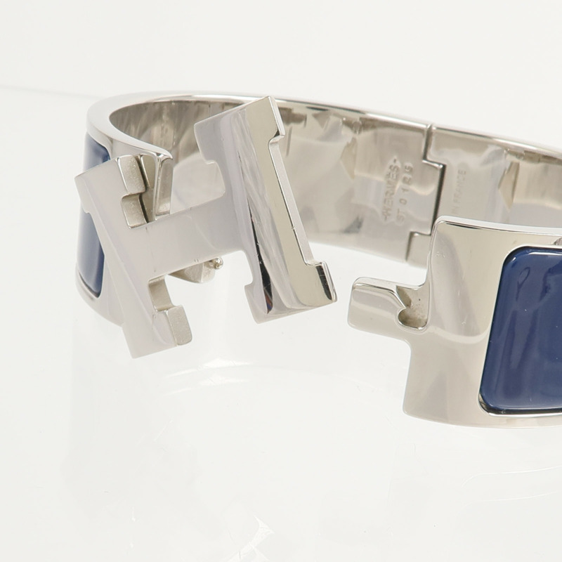 HERMES 金屬/琺瑯Clic Clac H Bracelet手鐲Bleu Abysse-5