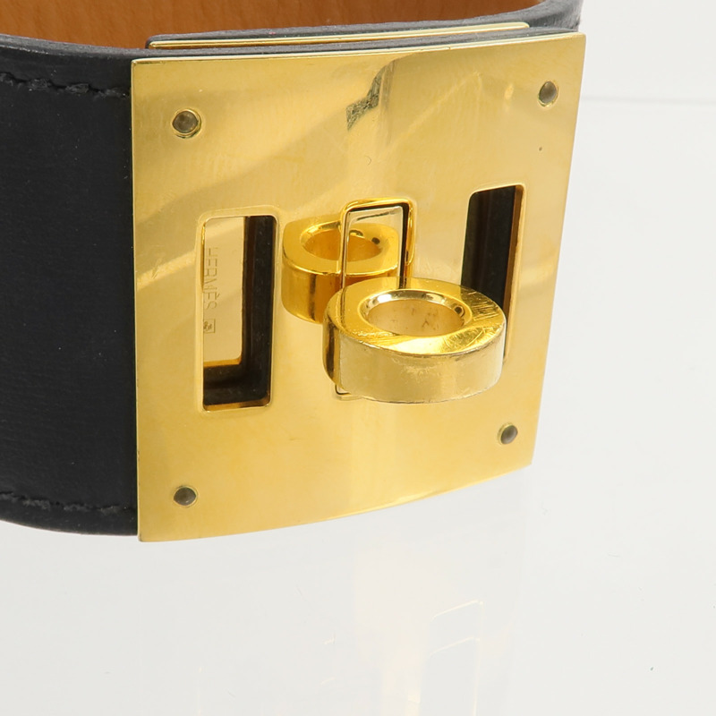 HERMES Swift皮革Kelly Dog Bracelet手帶Noir-4