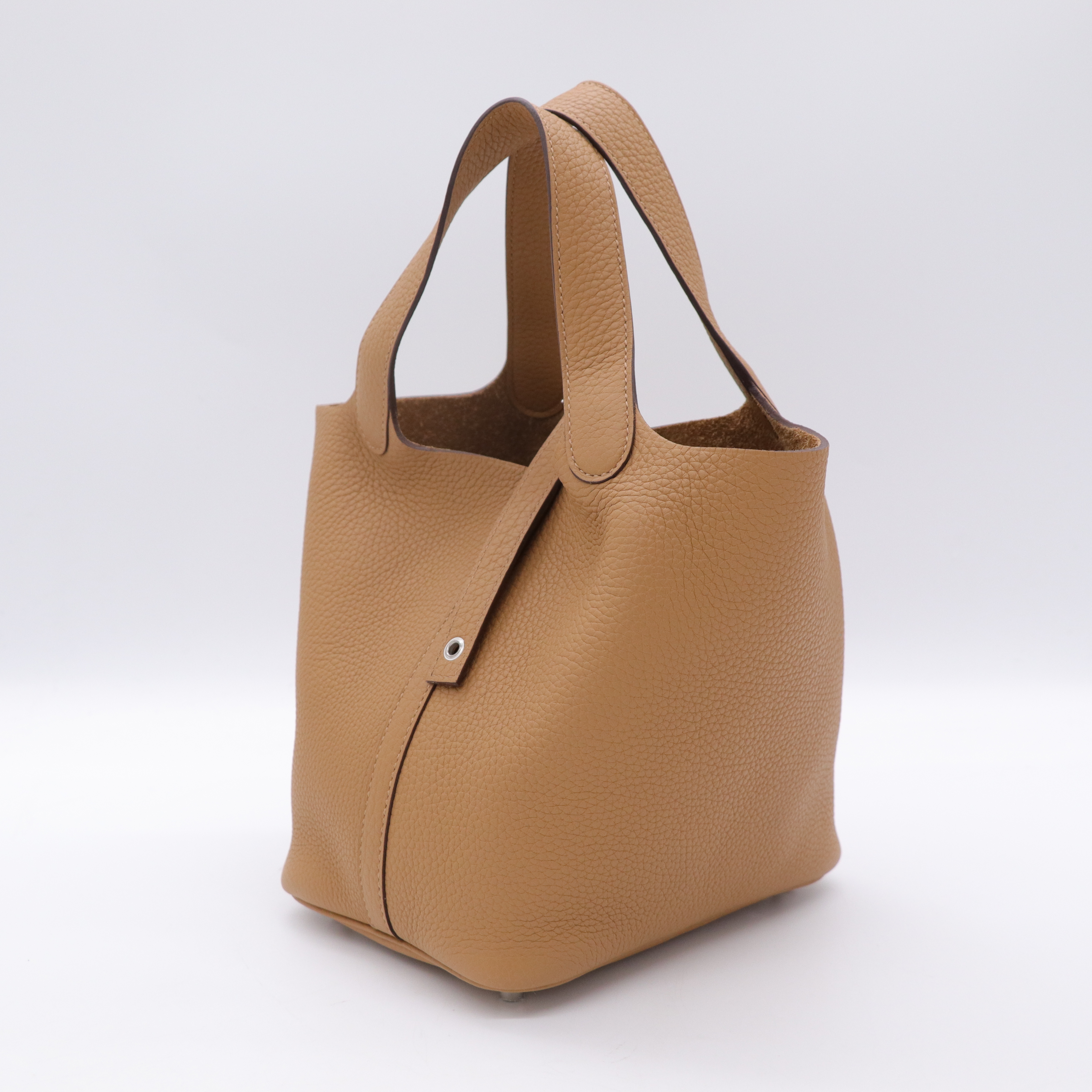Hermès 愛馬仕 餅乾色 菜籃子 18 牛皮-2