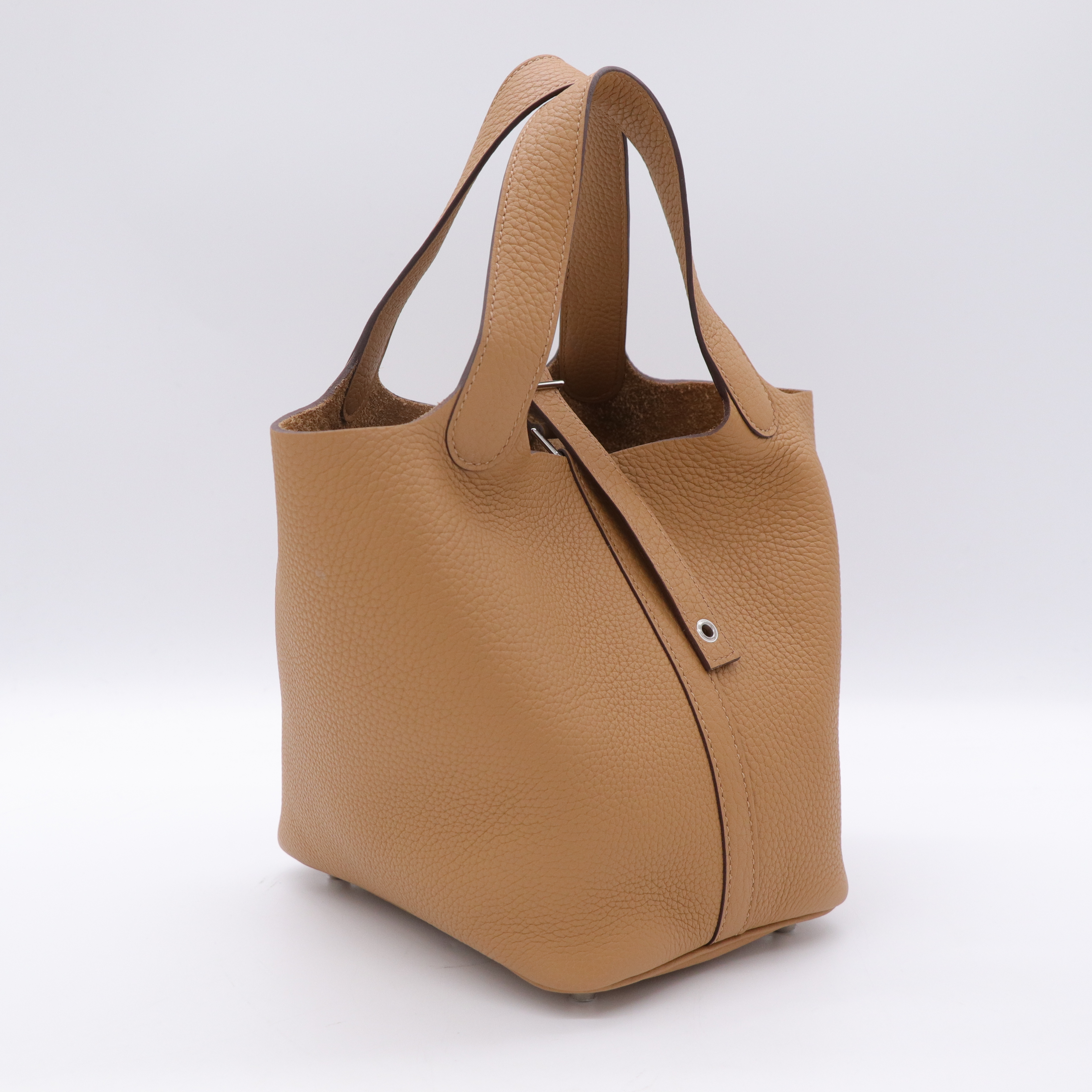 Hermès 愛馬仕 餅乾色 菜籃子 18 牛皮-3