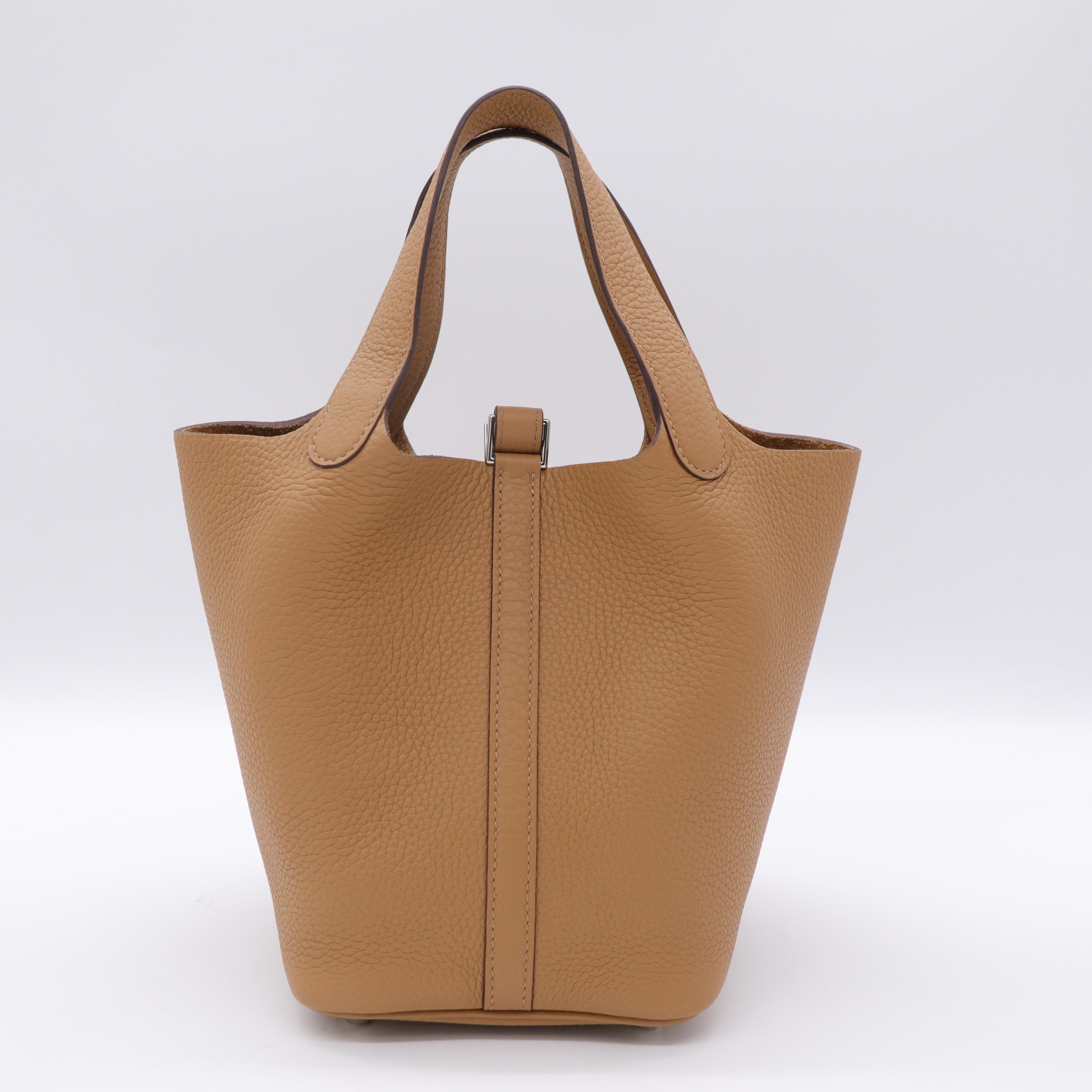 Hermès 愛馬仕 餅乾色 菜籃子 18 牛皮-4
