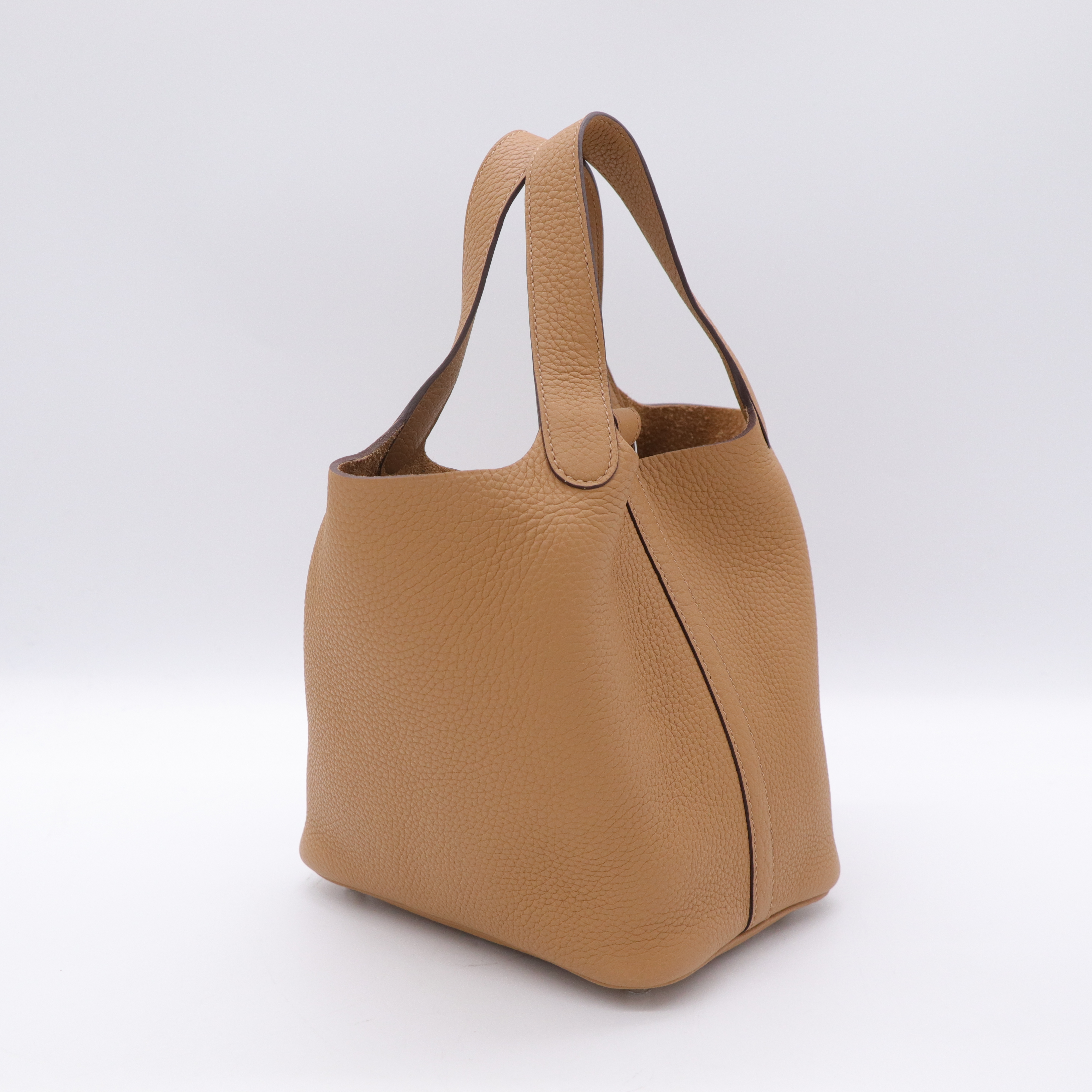 Hermès 愛馬仕 餅乾色 菜籃子 18 牛皮-5