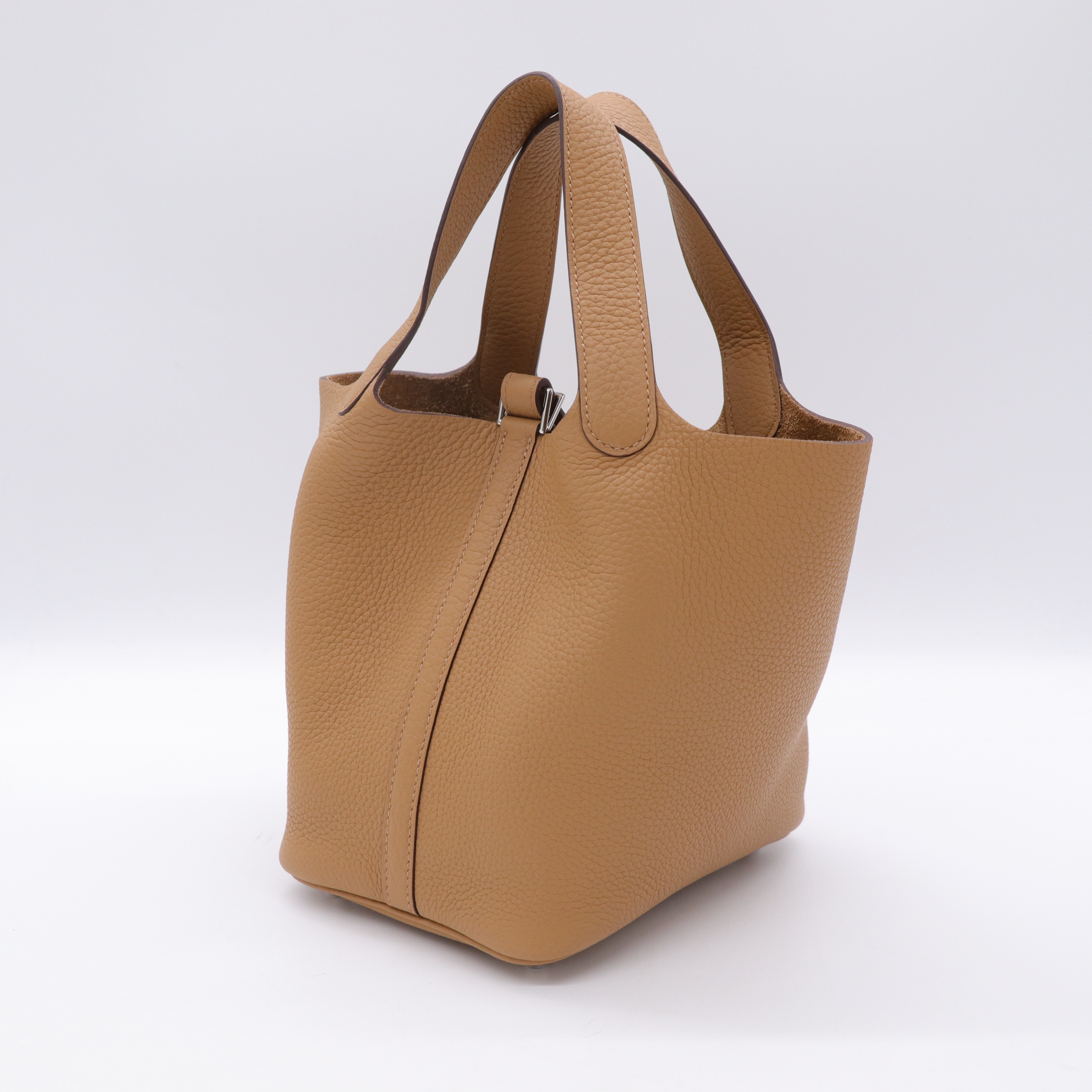 Hermès 愛馬仕 餅乾色 菜籃子 18 牛皮-6