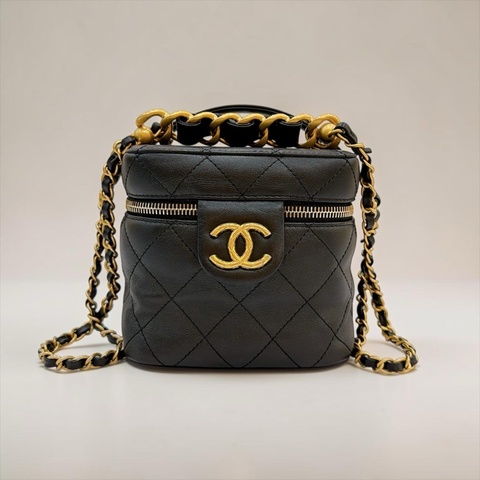 莉亞精品♡ Chanel牛皮化妝盒 AS3228 二手美包