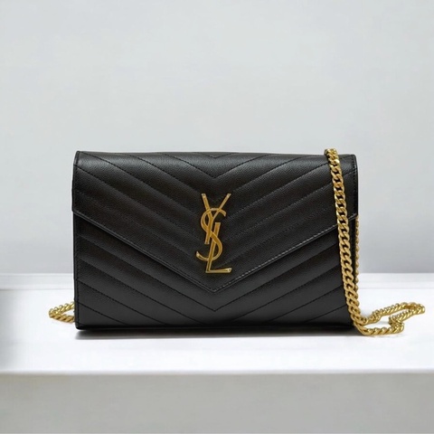 莉亞精品♡ YSL 黑金woc 二手美包
