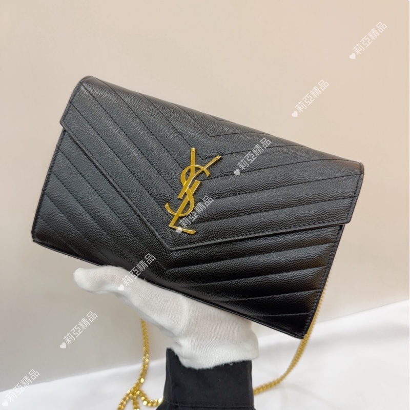 莉亞精品♡ YSL 黑金woc 二手美包-2