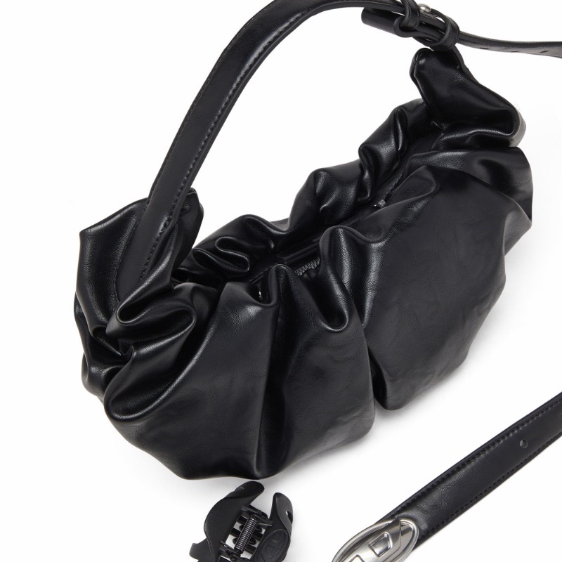 Diesel 女士 Grab-D S-Small 閃亮 PU 皺摺流浪包均碼碼30cm*10cm*26cm-5