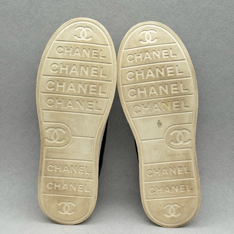 CHANEL香奈兒 皮革 25新款 油蠟皮雙Clogo 圓頭系帶 低幫 板鞋 39碼-5