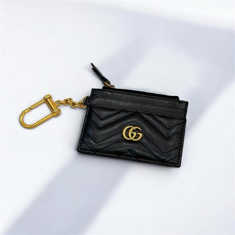 莉亞精品♡ Gucci 鑰匙扣卡夾黑金 二手美品