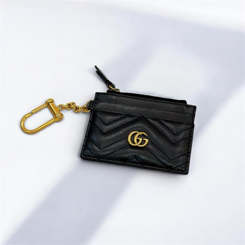 莉亞精品♡ Gucci 鑰匙扣卡夾黑金 二手美品-0