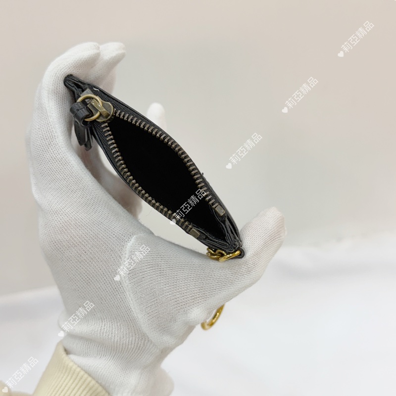 莉亞精品♡ Gucci 鑰匙扣卡夾黑金 二手美品-11
