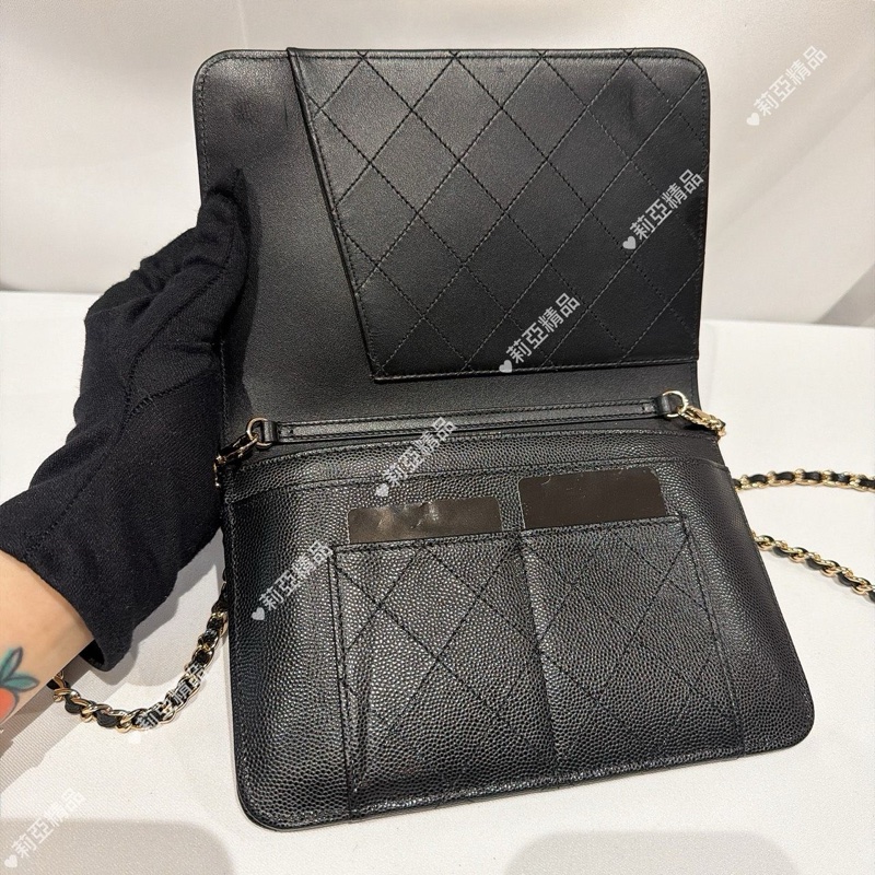 莉亞精品♡ Chanel 多功能荔枝皮woc AP2595  二手美包-10