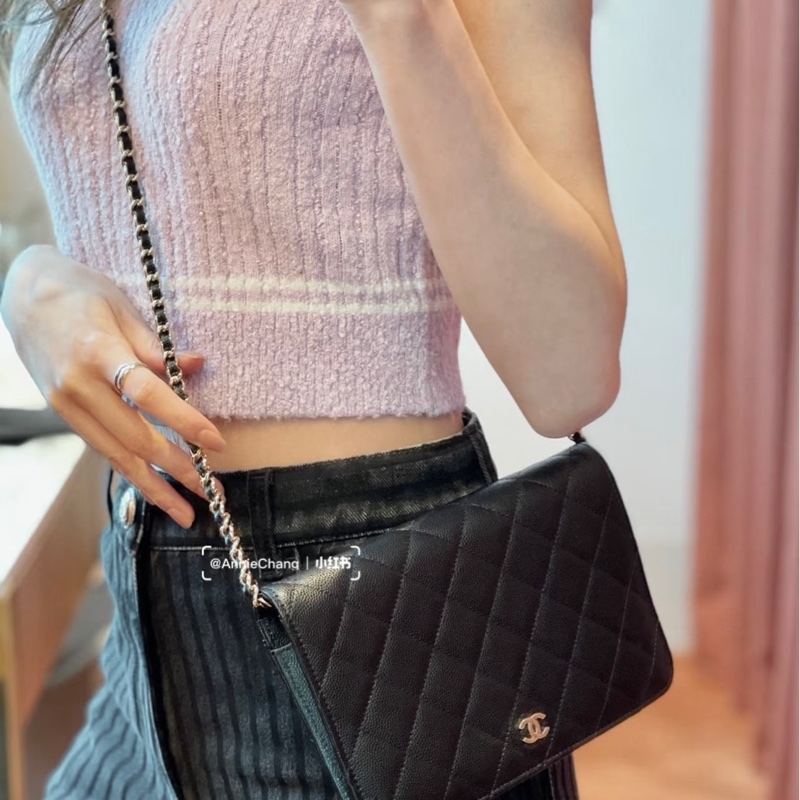 莉亞精品♡ Chanel 多功能荔枝皮woc AP2595  二手美包-1