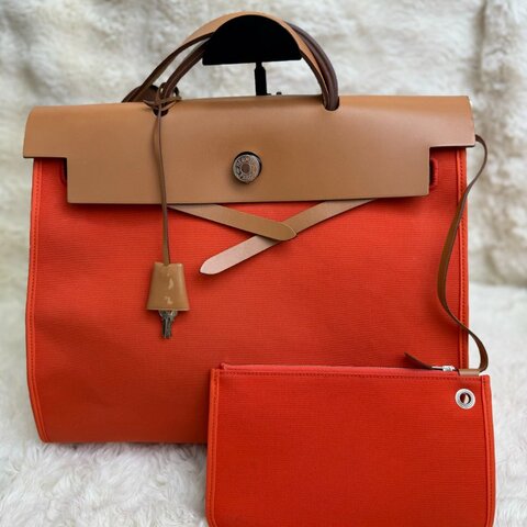 Hermès 愛馬仕 Herbag39 愛馬仕橙銀扣 X刻