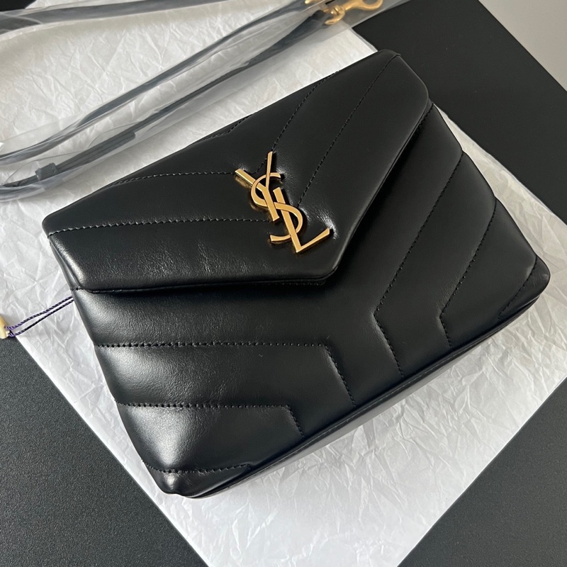99新 Ysl 聖羅蘭 Loulou toy方胖子斜挎包,黑金,尺寸:20x14cm-1