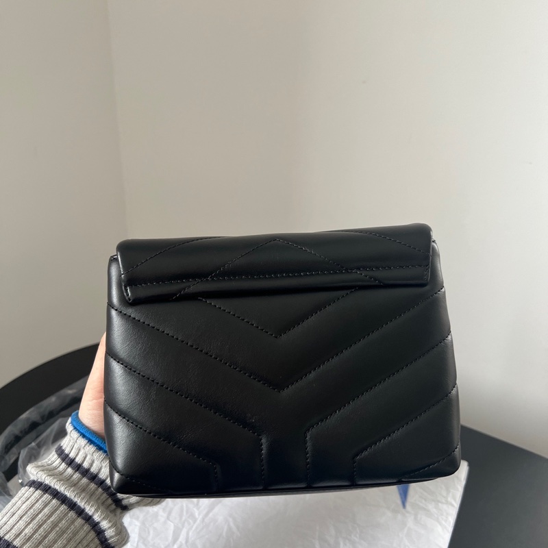 99新 Ysl 聖羅蘭 Loulou toy方胖子斜挎包,黑金,尺寸:20x14cm-4
