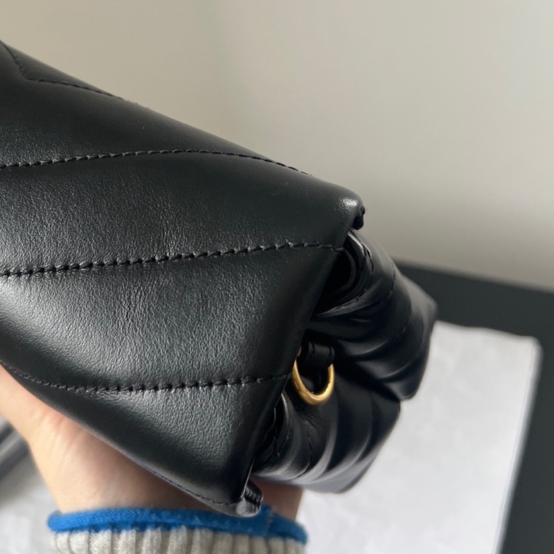 99新 Ysl 聖羅蘭 Loulou toy方胖子斜挎包,黑金,尺寸:20x14cm-7