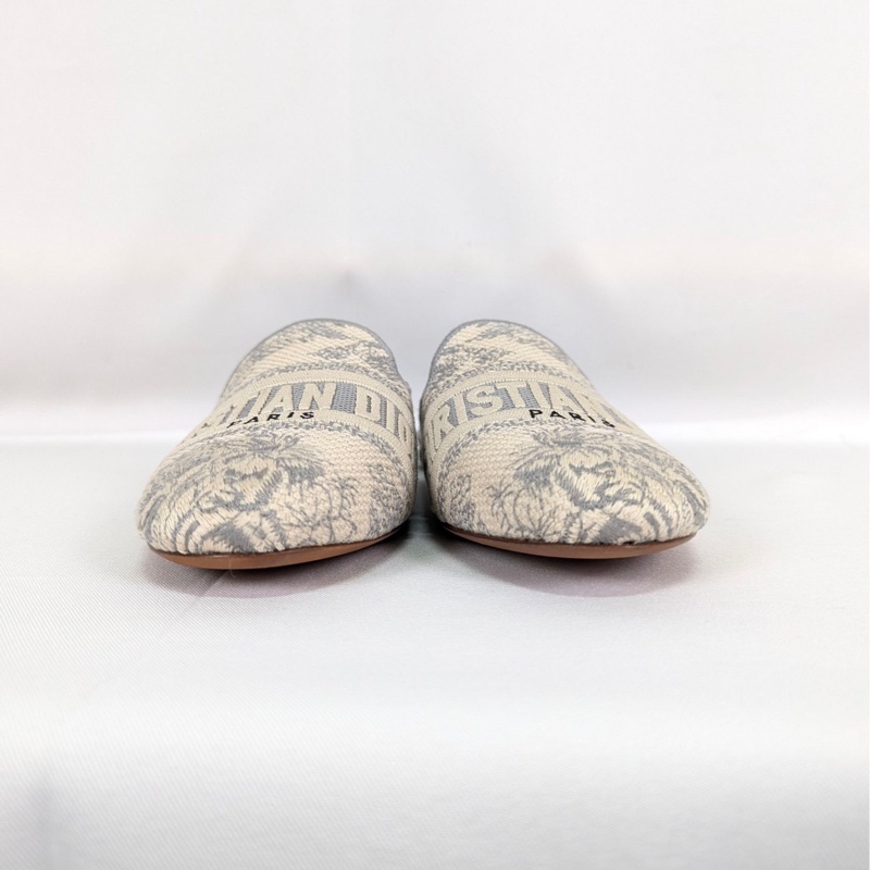 莉亞精品♡ Dior 灰刺繡穆勒鞋 尺碼36 二手美鞋-2