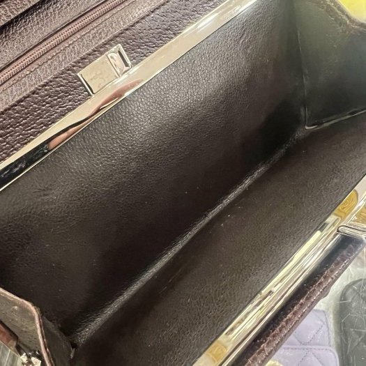 東區正精品㊣GUCCI 115100 咖啡色帆布釦子蝴蝶扣長夾皮夾 RA1867-12