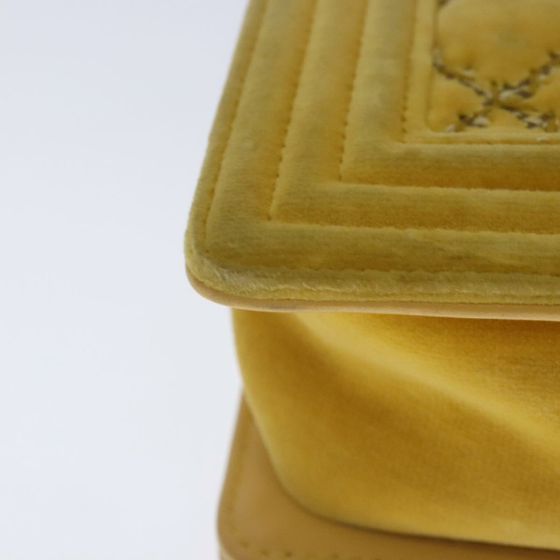 【日本直送】香奈兒 Matelasse 20 鏈條 Boy Chanel 肩背包 天鵝絨 黃色 CC 正品 94468V-15