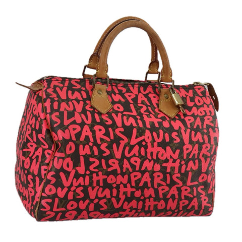 路易威登 Monogram Graffiti Speedy 30 手提包 粉紅色 M93704 LV 正品 105427M