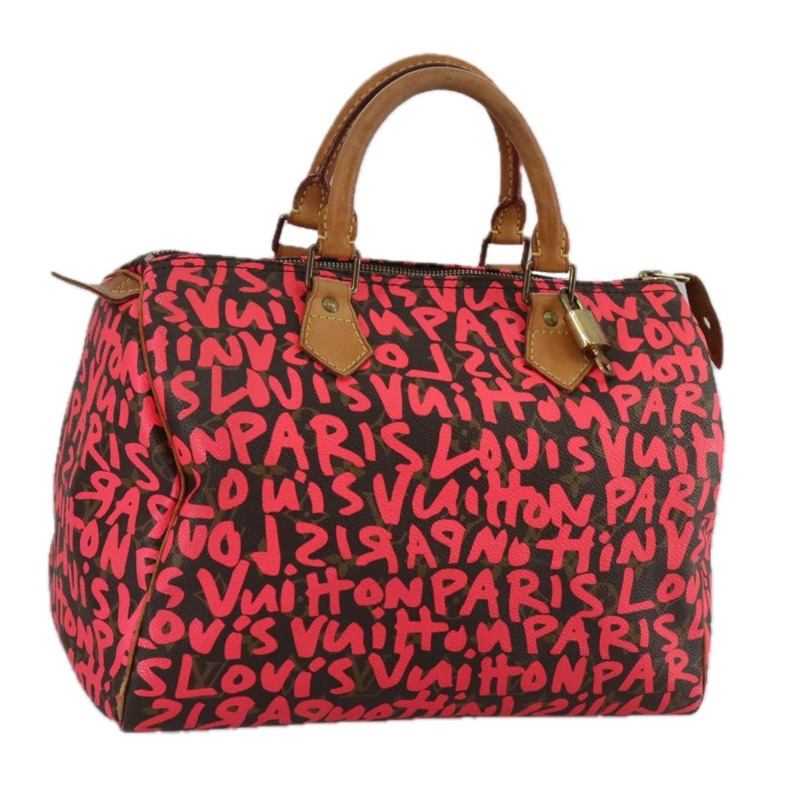【日本直送】路易威登 Monogram Graffiti Speedy 30 手提包 粉紅色 M93704 LV 正品 105427M-0